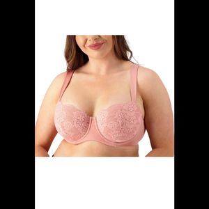 All Worthy Lace Cup Balconette Bra Rosette -